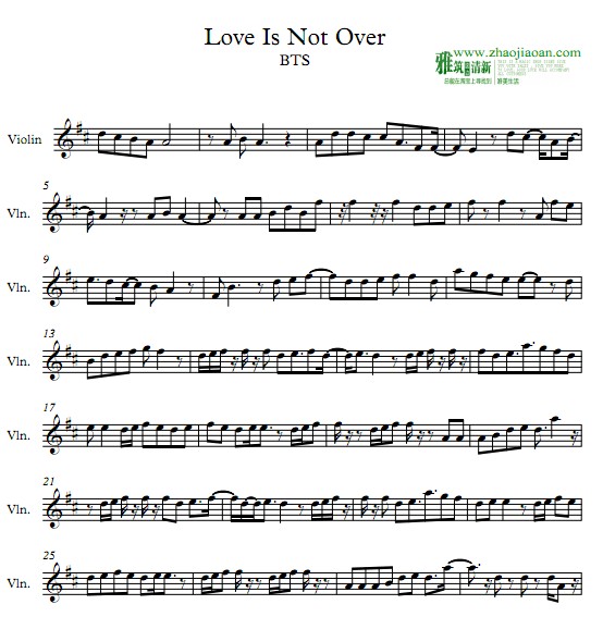BTS - Love Is Not Over 小提琴谱