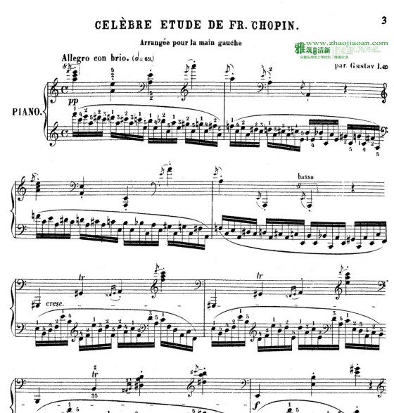 肖邦冬风练习曲带指法钢琴谱 Etudes, Op.25 No.11