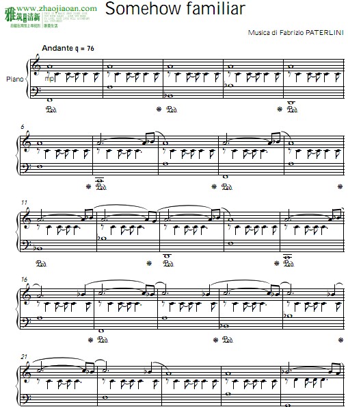 Fabrizio Paterlini - Somehow familiar钢琴谱
