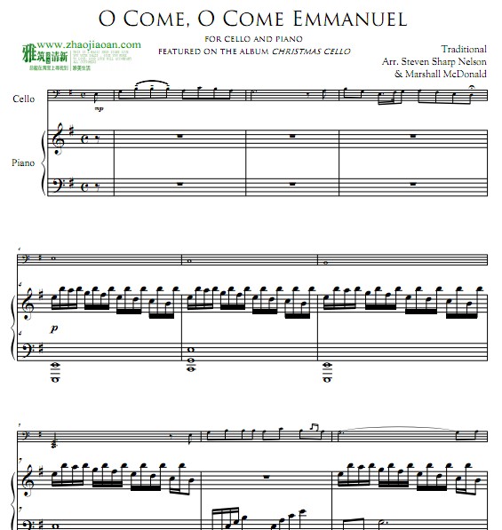 ThePianoGuys O come O come Emmanuel大提琴钢琴二重奏谱