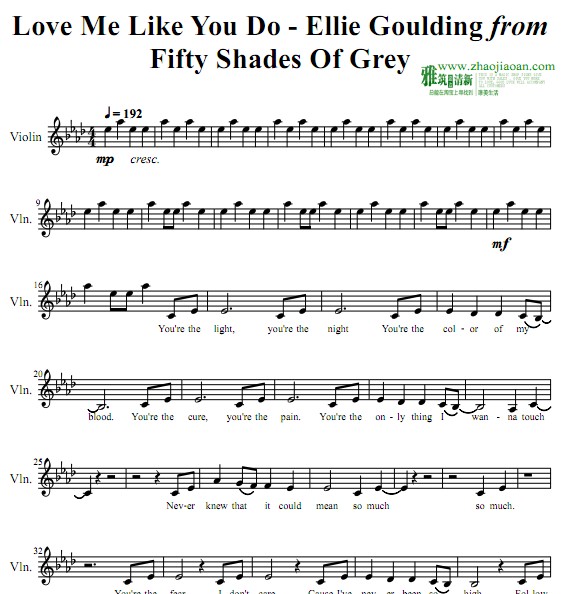 Love Me Like You Do小提琴谱