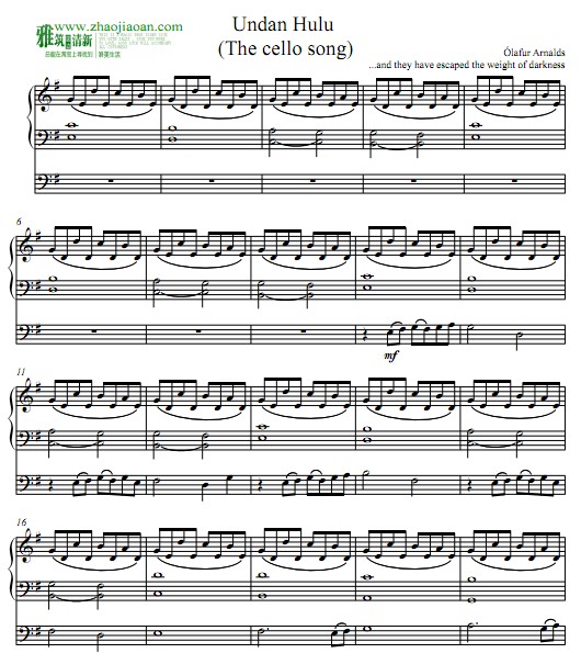 Ólafur Arnalds undan hulu大提琴钢琴谱