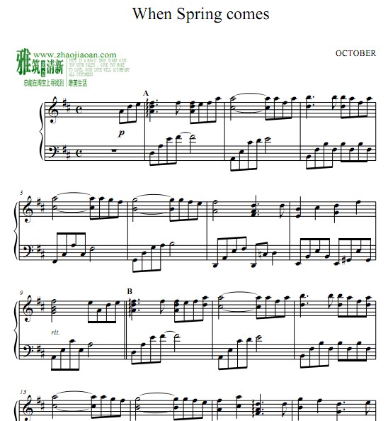 OCTOBER - When spring comes钢琴谱