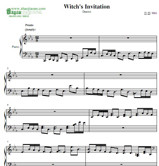 Mili - Witch's Invitation钢琴谱