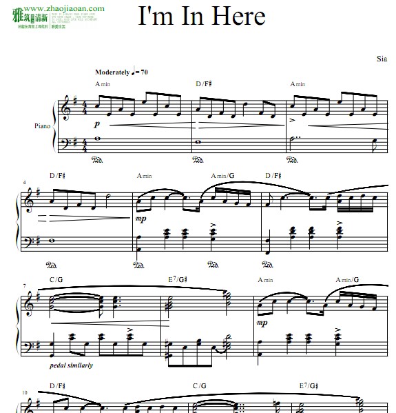 Sia - I'm In Here钢琴谱