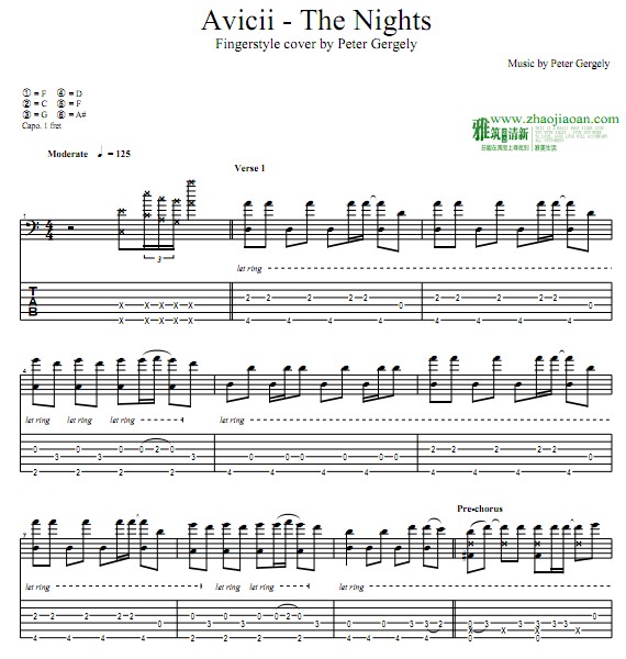 thenights吉他谱,the nights吉他扫弦 avicii - the nights指弹吉他谱
