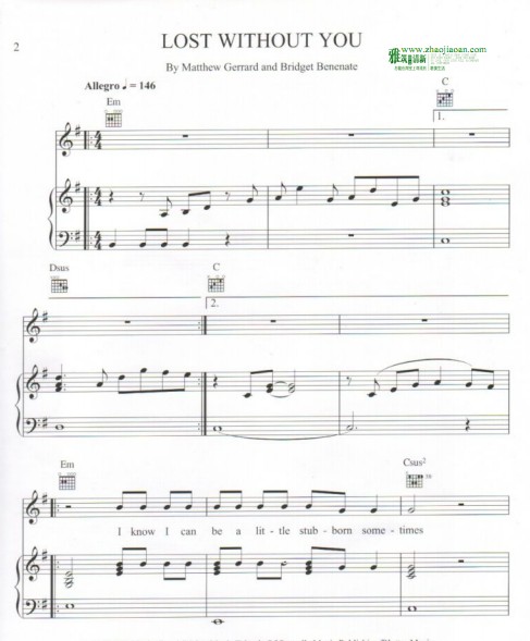Delta Goodrem - Lost Without You钢琴谱