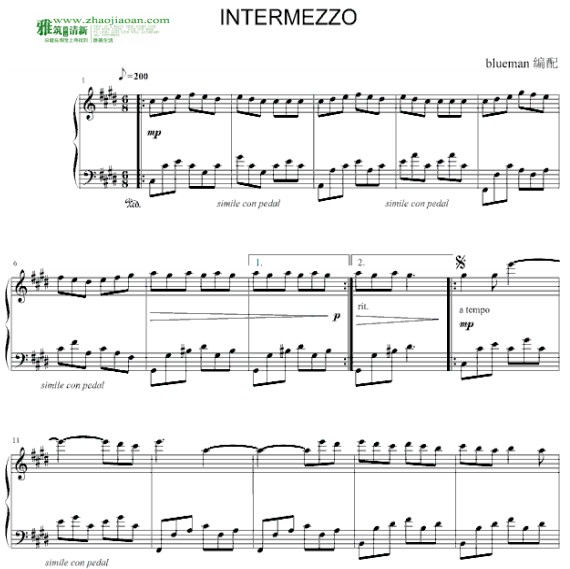 Ernesto Cortazar Intermezzo钢琴谱