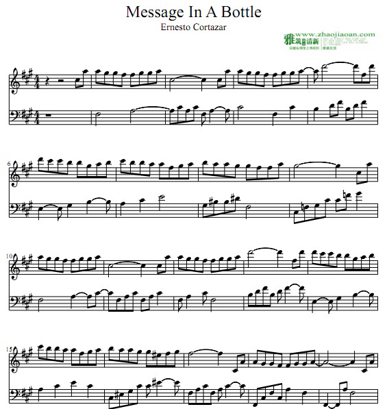 Ernesto Cortazar - Message In A Bottle钢琴谱