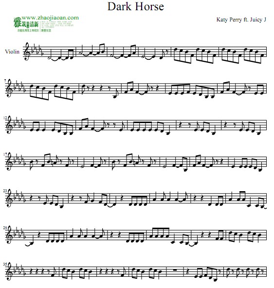 katy perry版 Dark Horse小提琴谱