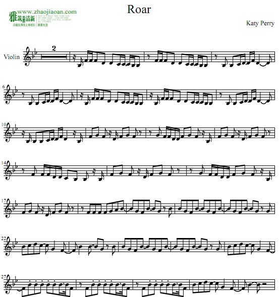 katy perry版 Roar小提琴谱
