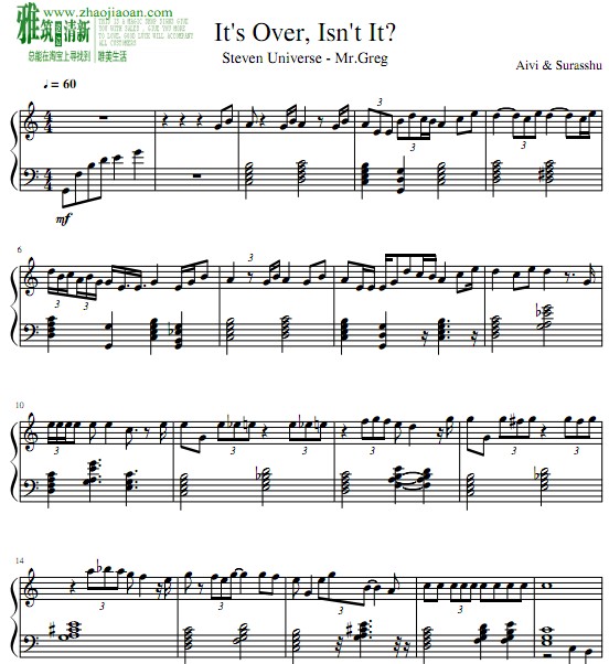 Steven Universe -  It's Over, Isn't It钢琴谱 