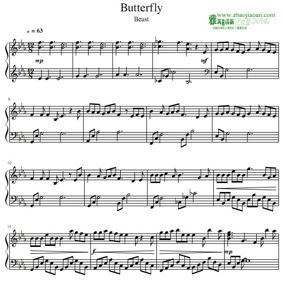 Beast - Butterfly钢琴谱