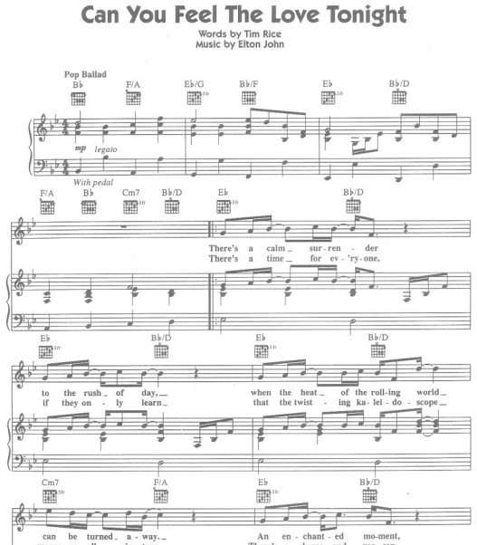 Elton John - can you feel the love tonight钢琴谱
