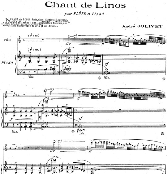 若立维《里诺之歌 Chant de Linos》钢琴伴奏谱
