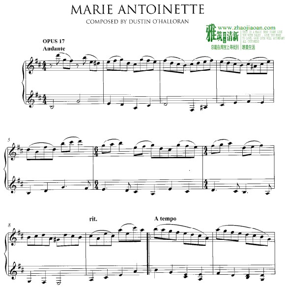 Dustin O'Halloran - Opus 17钢琴谱 Marie Antoinette