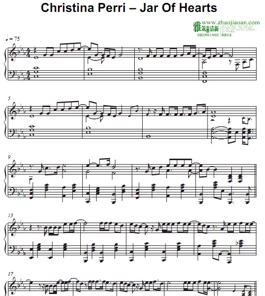 Christina Perri – Jar Of Hearts钢琴谱