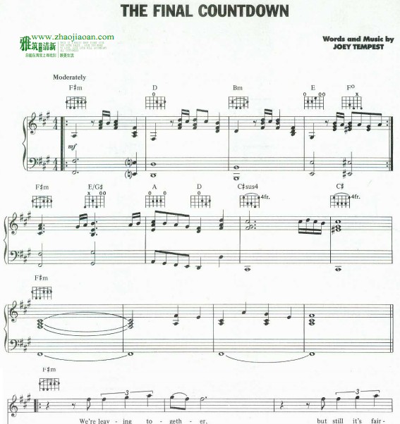 the final countdown钢琴谱