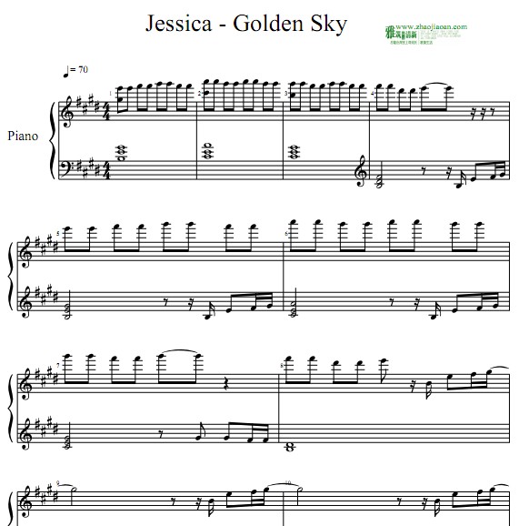 Jessica - Golden Sky钢琴谱