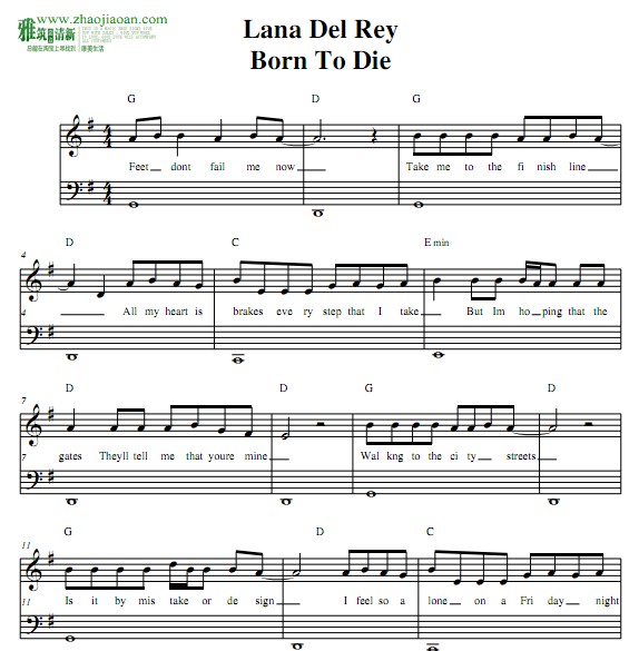 Lana Del Rey - Born To Die钢琴谱