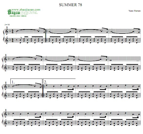 再见列宁插曲summer 78钢琴谱