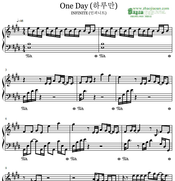 INFINITE - One Day钢琴谱