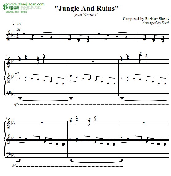 孤岛危机3 Jungle and Ruins钢琴谱