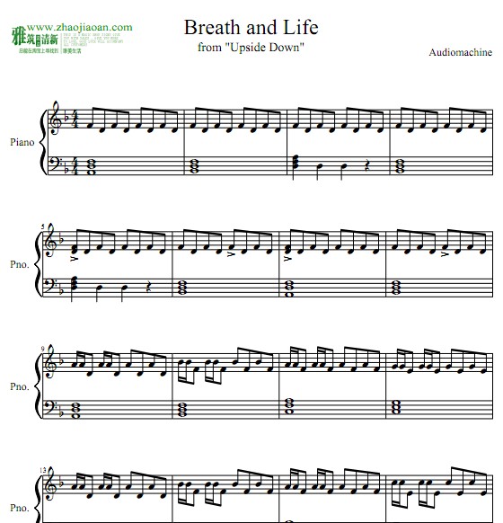 breath and life 钢琴谱