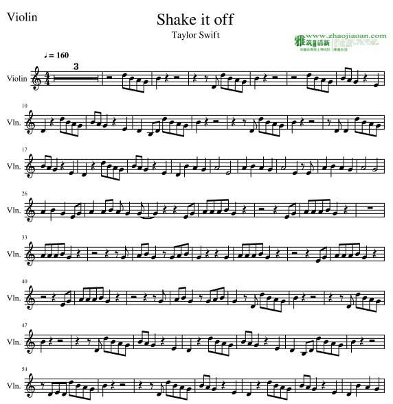 Taylor Swift - Shake It Off小提琴谱