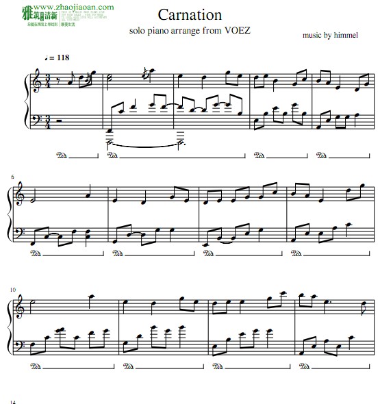 VOEZ Carnation钢琴谱