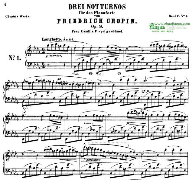 肖邦夜曲Nocturne No. 1, Op. 9 in B-flat钢琴谱