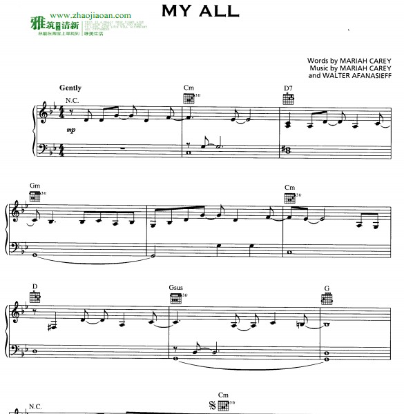 玛丽亚凯莉Mariah Carey - My All钢琴伴奏谱