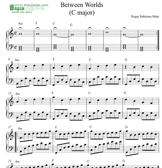 Roger Subirana Mata– Between Worlds钢琴谱