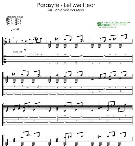 Eddie van der Meer版寄生兽Let Me Hear指弹吉他谱