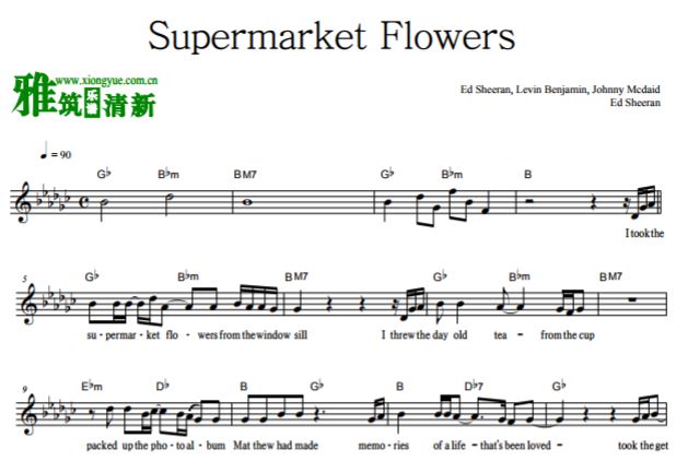 Ed Sheeran - Supermarket Flowers小提琴独奏谱