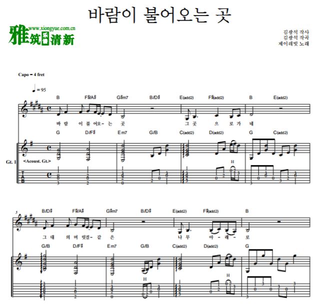 J Rabbit 风起的地方吉他谱