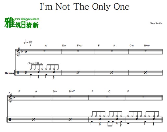 Sam Smith I'm Not The Only One爵士鼓谱