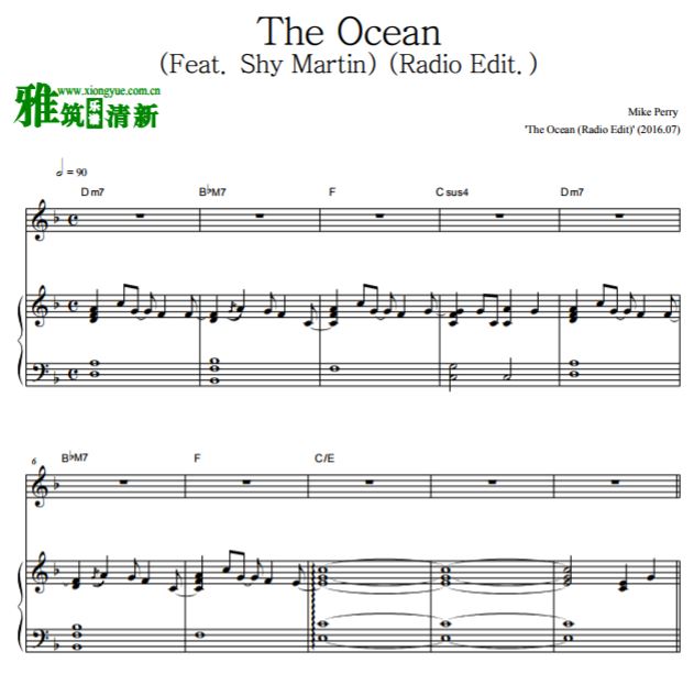 Mike Perry - The Ocean钢琴伴奏谱 