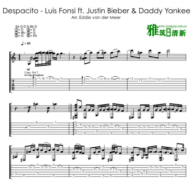 Eddie Van Der Meer指弹吉他谱  Despacito指弹吉他谱
