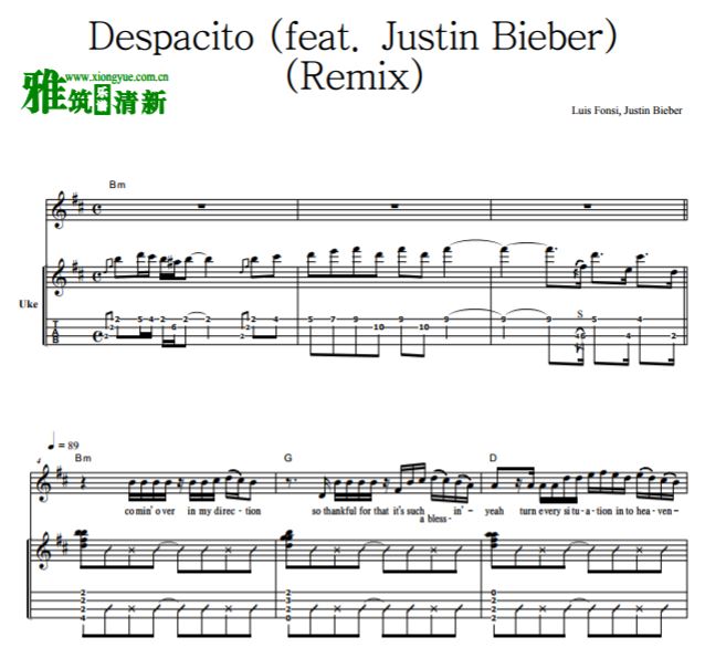Despacito中级尤克里里谱  (Remix) 