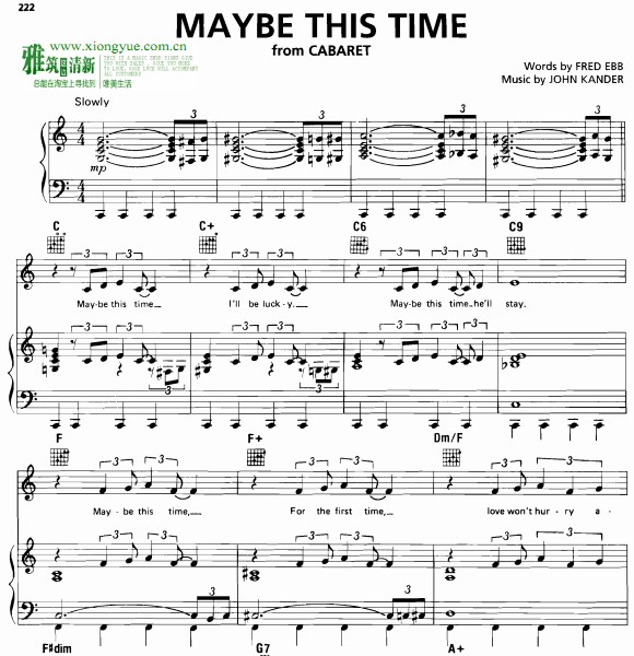 Cabaret - Maybe This Time钢琴伴谱