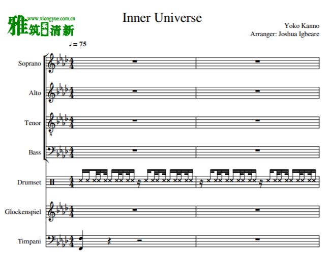 攻壳机动队主题曲 Inner Universe合唱谱打击乐伴奏