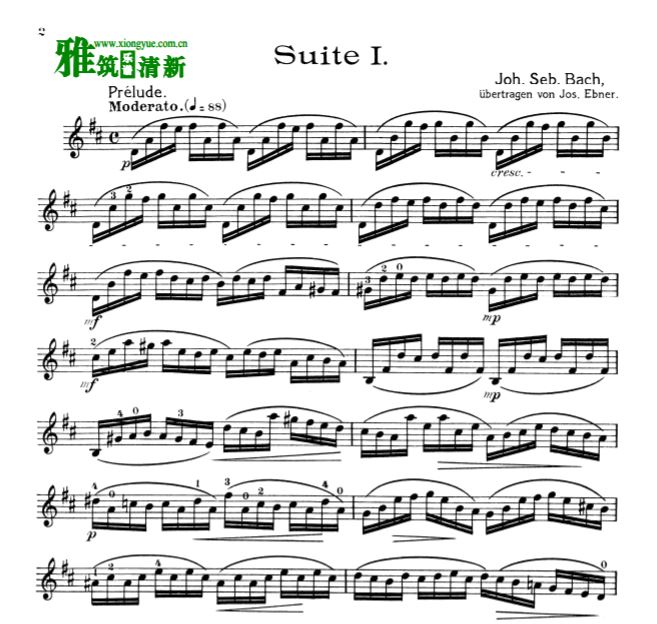 巴赫大提琴无伴奏组曲小提琴谱