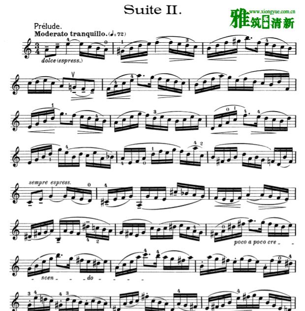 巴赫d小调无伴奏大提琴组曲第二号 BWV1008小提琴独奏谱