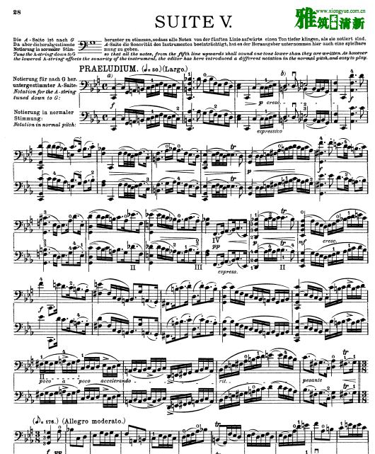 Bach 巴赫大提琴无伴奏组曲 BWV1007-1012大提琴独奏谱全集