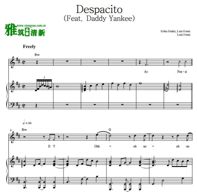 Despacito钢琴弹唱谱Luis Fonsi & Daddy Yankee版