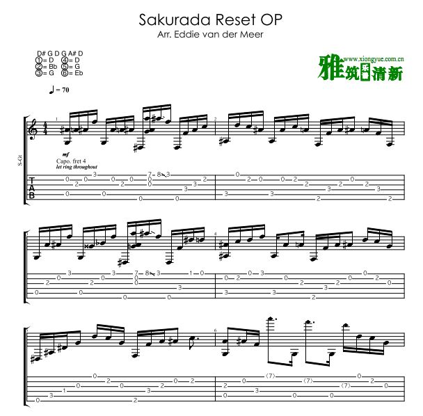 Eddie - Sakurada Reset OP指弹吉他谱 重启咲良田OP1