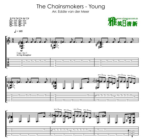Eddie Van Der Meer版 The Chainsmokers - Young指弹吉他谱