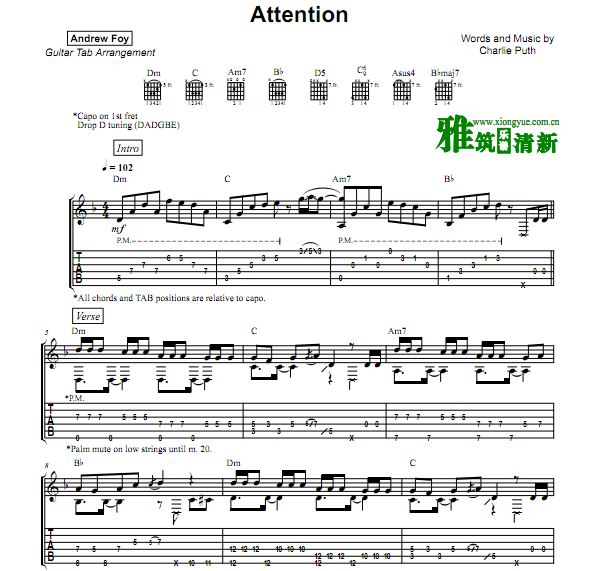 Andrew Foy Attention指弹吉他谱