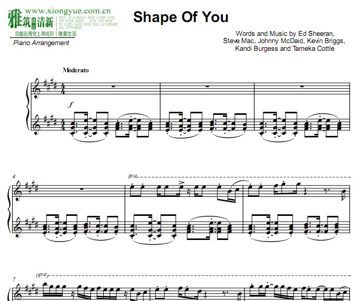 Francesco Parrino 版 Shape Of You钢琴谱